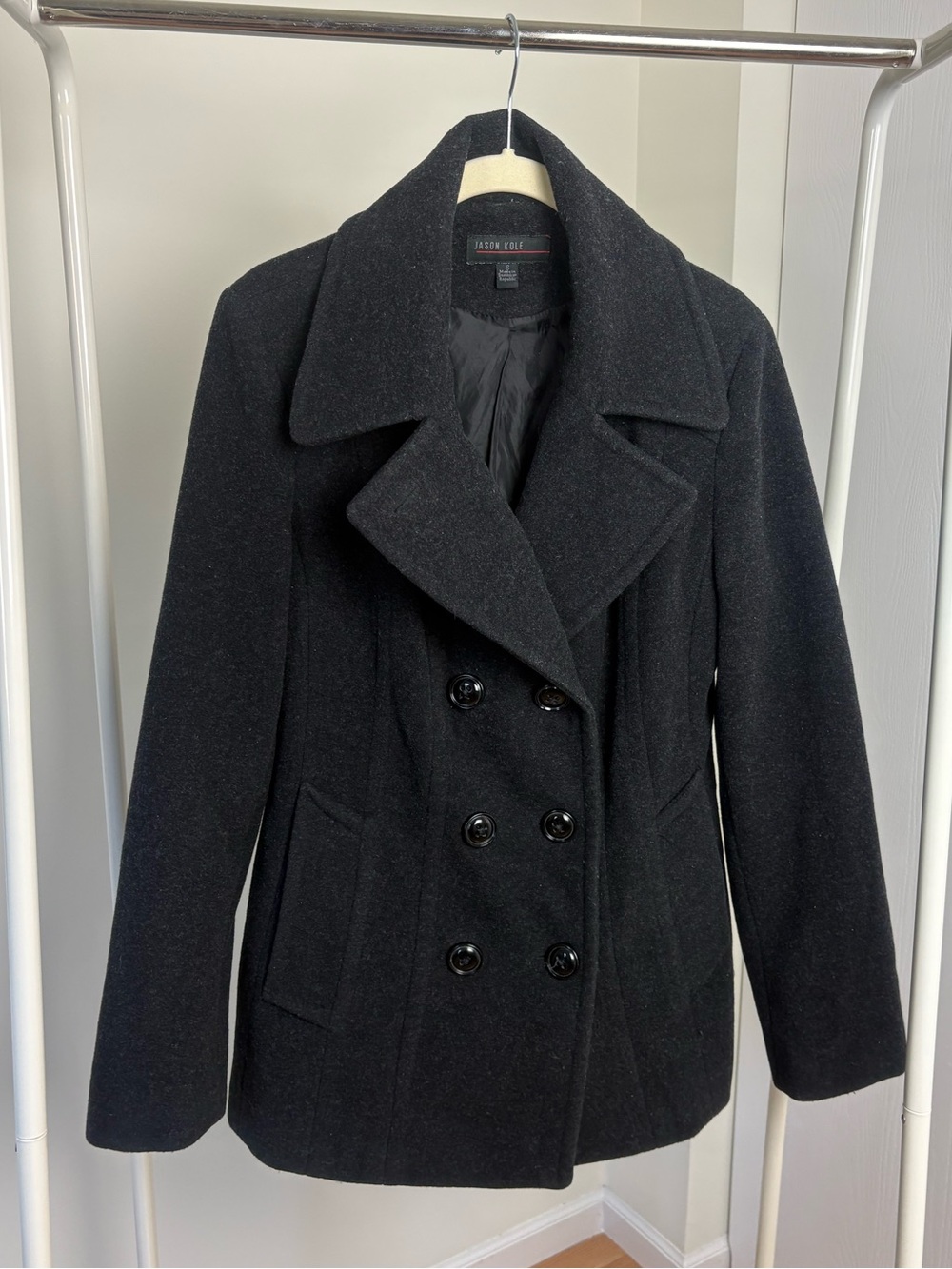 Jason Kole Charcoal Gray Wool-Blend Pea Coat
